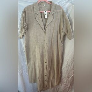 The Lucia Sheer Midi Dress by Anthropologie: Linen Edition XL NWT color:neutral